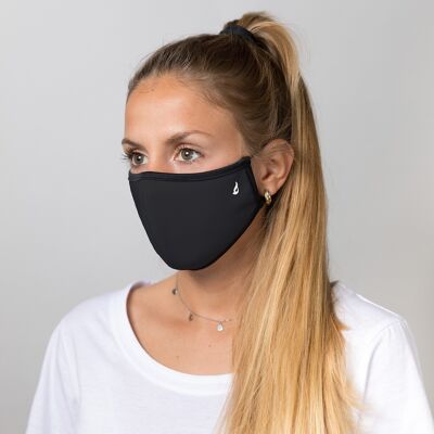 Wiederverwendbare Gesichtsmaske aus Stoff für Erwachsene – Unisex – Schwarz