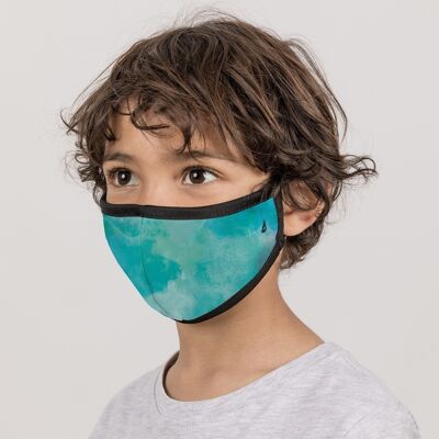 Wiederverwendbare Stoffmaske für Kinder - Blaues Aquarell
