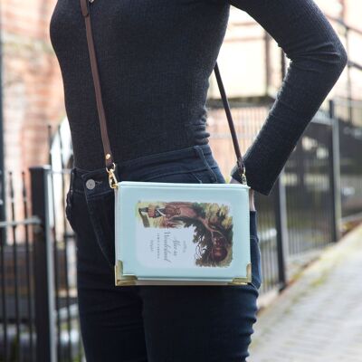 Alice in Wonderland Original Turquoise Book Handbag Crossbody Purse