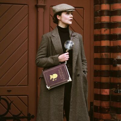 Sherlock Holmes Silhouette Burgundy Book Handbag Crossbody Clutch