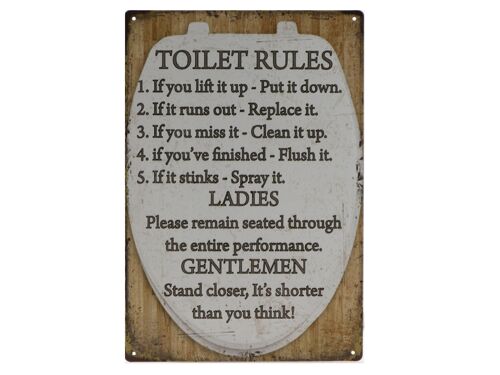 Toilet rules metalen bord 20x30cm