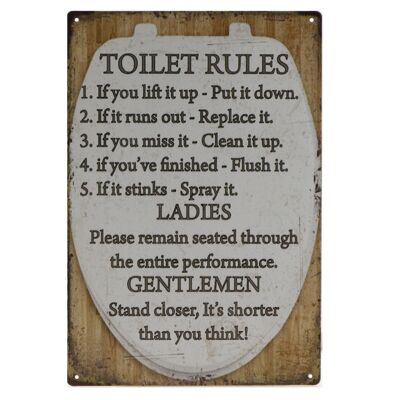 Toilet rules metalen bord 20x30cm