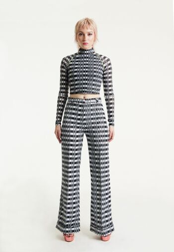 House Of Holland - Pantalon à rayures et logo imprimé en noir et blanc 2