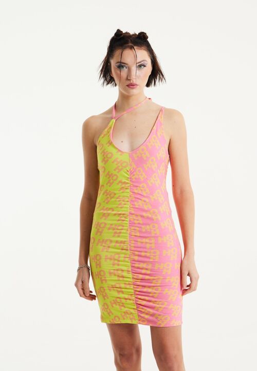 House Of Holland Printed Jersey Mini Dress With Open Back