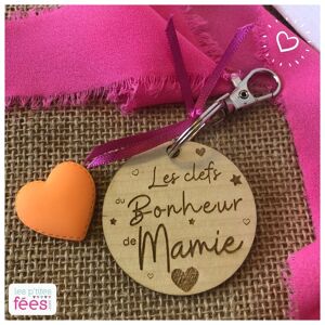 Porte-clefs "Les clefs du Bonheur de Mamie" (Fête des Grands-Mères, famille, enfant, naissance)