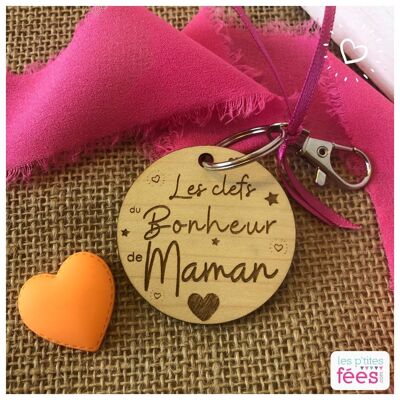 "Keys to Mom's Happiness" key ring (child, family, Mother's Day)