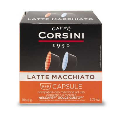 Dolce Gusto® compatible capsules | Latte Macchiato | Pack containing 16 pieces (8+8)