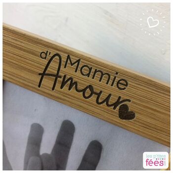 Cadre en bois gravé "Mamie d'Amour" (enfant, famille, grossesse, fête des grands-mères) 2