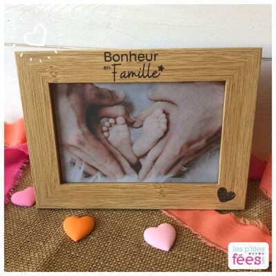 Wooden frame engraved "Bonheur en Famille" (Mother's Day, Mum)