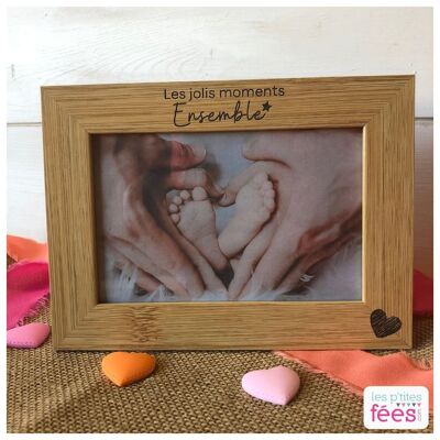 Engraved wooden frame "Pretty Moments Together" (Family, Friends, Mother's Day, Mom)