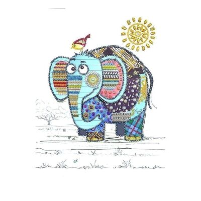 Pintura de diamante Elefante de colores, 24x34 cm, Taladros especiales