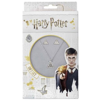 Coffret cadeau collier et boucles d'oreilles Harry Potter Deathly Hallows officiel