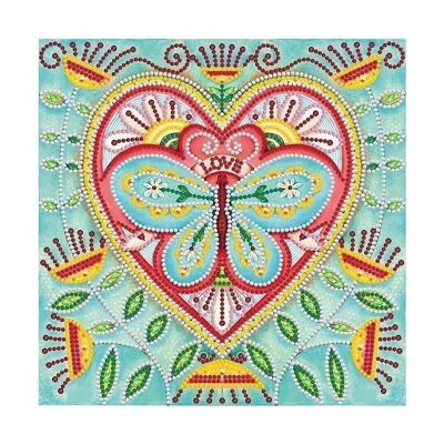 Diamond Painting Butterfly in Heart, 26x26 cm, Special Drills