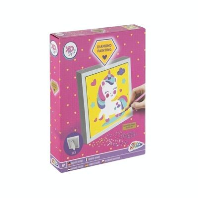 Diamant Peinture Licorne Souriante, 15x15 cm, Forets Ronds