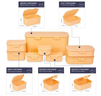 Ensembles de 8 boîtes de rangement vertes et oranges - contenants alimentaires 5