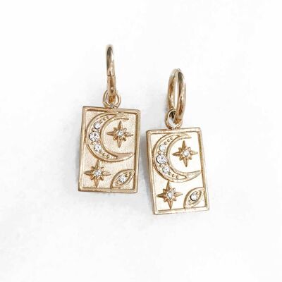 Boucles d'oreilles Lune et Etoiles - Zircon