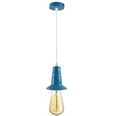 Blue Ceiling Light Fitting Industrial Pendant Lamp Bulb Holder~1684
