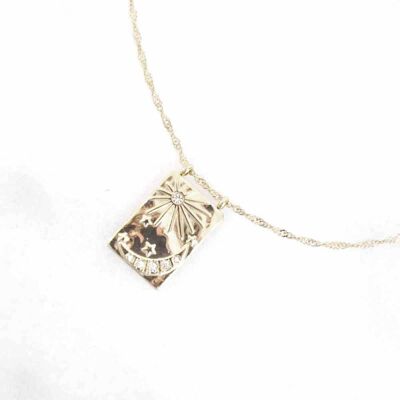 Moon, Sun and Stars pendant necklace - Zircon