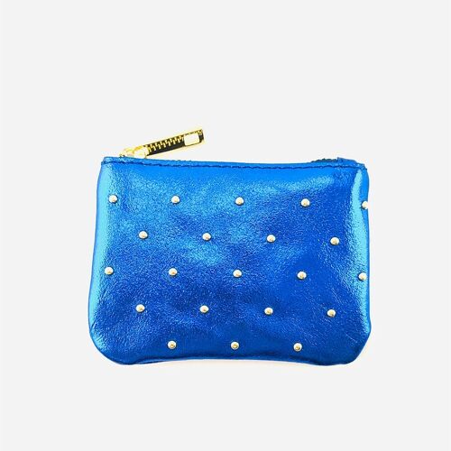Leather wallet with studs - Cobalt