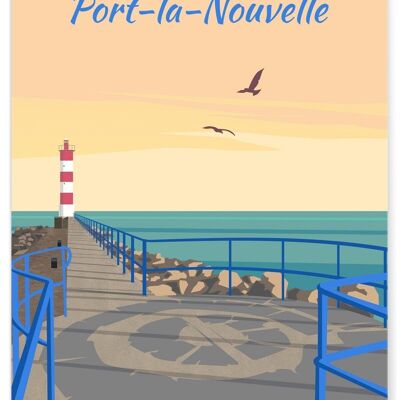 Affiche illustration de la ville de Port-la-Nouvelle