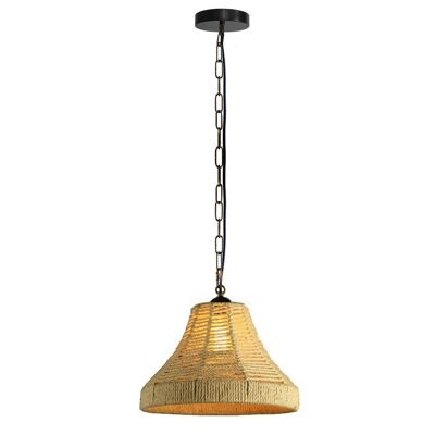 LEDSone, lámpara colgante de techo con forma de campana industrial, lámpara colgante de cuerda de cáñamo E27, pantalla de lámpara ~ 1533