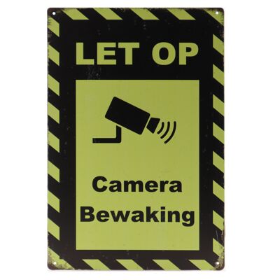 Camera bewaking metalen bord 20x30cm