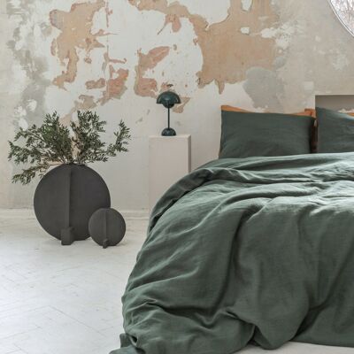 Linen bedding set / Forest green