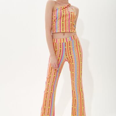 HOUSE OF HOLLAND PANTALONI IN JERSEY A RIGHE MULTICOLORE