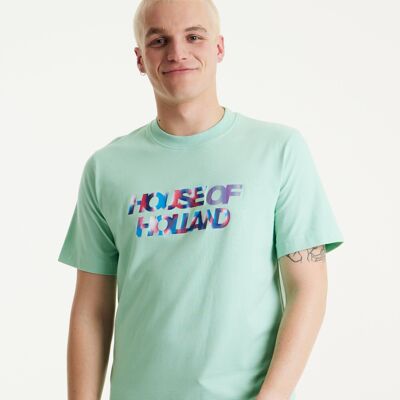 House Of Holland Unisex Egg Blue T-shirt With Iridescent Transfer Print