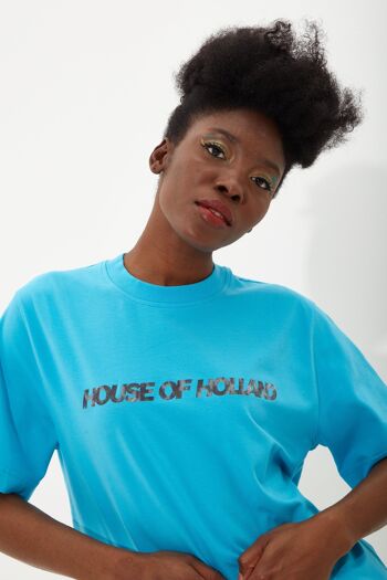 House Of Holland T-shirt unisexe bleu ciel à imprimé par transfert 3