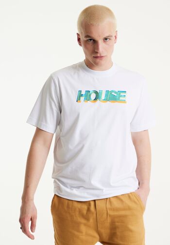 T-shirt blanc imprimé par transfert découpé au laser House of Holland 2