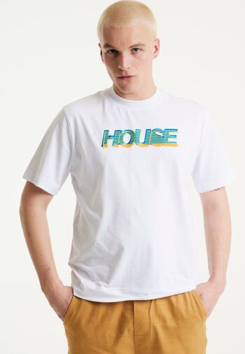 T-shirt blanc imprimé par transfert découpé au laser House of Holland 3