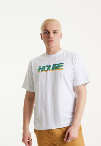 T-shirt blanc imprimé par transfert découpé au laser House of Holland 4