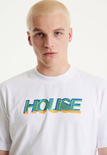 T-shirt blanc imprimé par transfert découpé au laser House of Holland 8