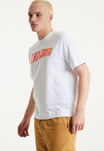 House of Holland - T-shirt blanc unisexe avec un imprimé irisé découpé au laser 3