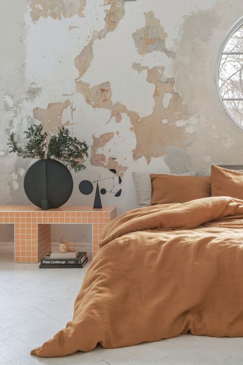 Linen bedding set / Caramel brown
