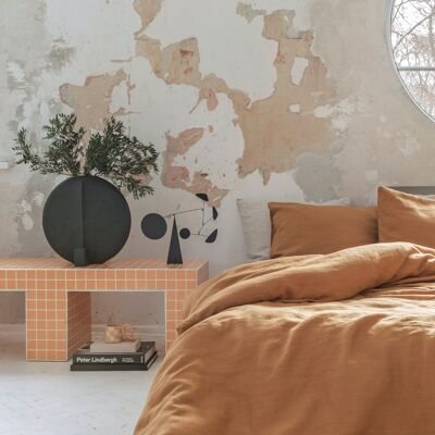Linen bedding set / Caramel brown