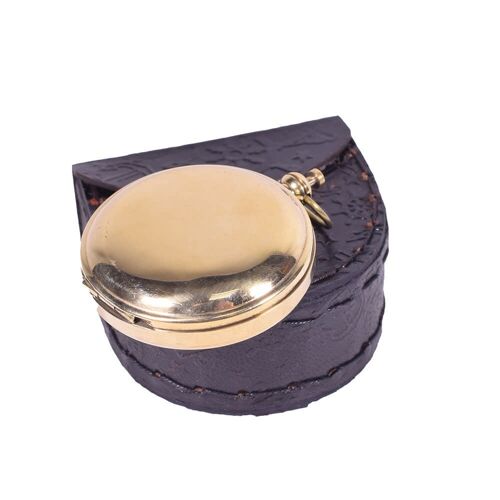 Vintage Style Brass Pocket Compass Push button Flat Compass