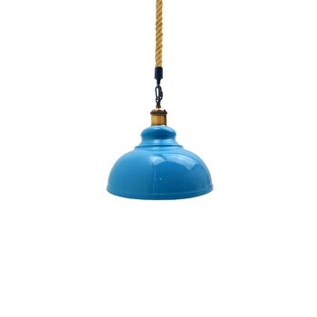 Plafond bleu pendentif abat-jour moderne chanvre suspendu rétro lumière ~ 1933 3