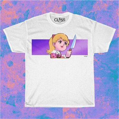 CHOOSE VIOLENCE - Unisex Graphic T-Shirt, Anime Cutie with a Knife, Queer Girlboss Fashion, LGBTQ Pride, Funny gay gifts, Kawaii aesthetic