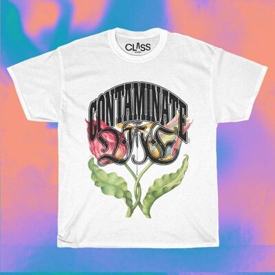 CONTAMINARME - Camiseta queer, Impresión gráfica unisex LGBTQ, Camiseta artística floral colorida, Ropa de orgullo queer, Diseño personalizado, Biophilia Streetwear