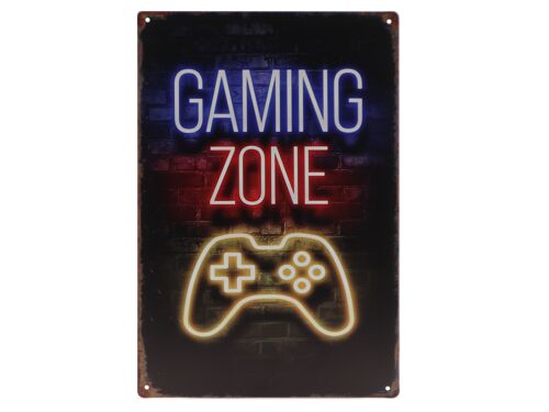 Gaming zone metalen bord 20x30cm