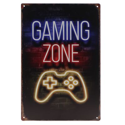 Gaming zone metalen bord 20x30cm