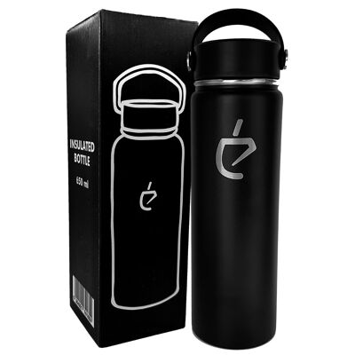 Taza termo botella termo "Una botella" negra 650ml de UN MATE. Matraz de vacío isotérmico