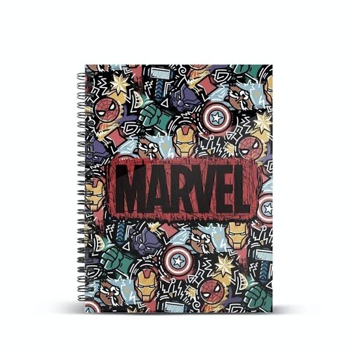Marvel Los Vengadores Fun-Cuaderno A5 Papel Cuadriculado, Negro