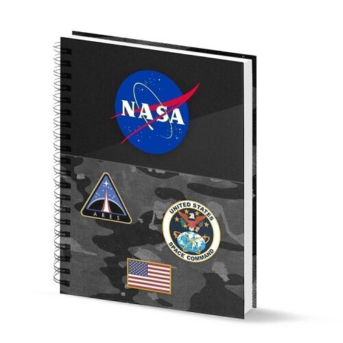 NASA Camo-Cuaderno A5 Papel Cuadriculado, Gris