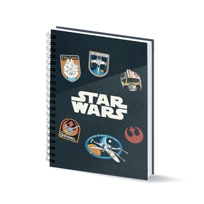 Star Wars Pilot-Cuaderno A5 Papel Cuadriculado, Negro