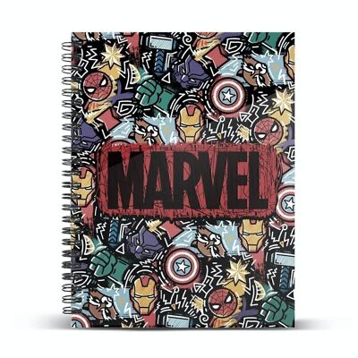 Marvel The Avengers Fun-Notizbuch, A4-Rasterpapier, Schwarz