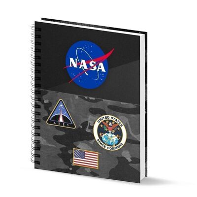NASA Camo-Notebook A4 Millimeterpapier, grau