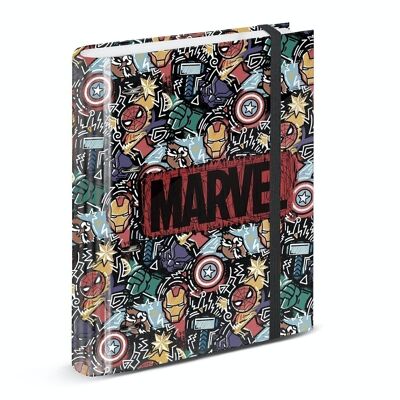 Marvel The Avengers Fun-Carpesano Papier quadrillé à 4 anneaux Noir